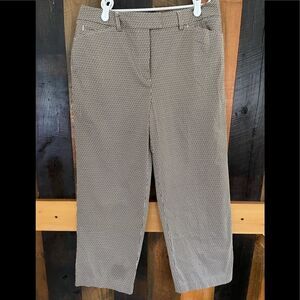 Talbots flat front crop print stretch pants, cotton and spandex blend, size 12.
